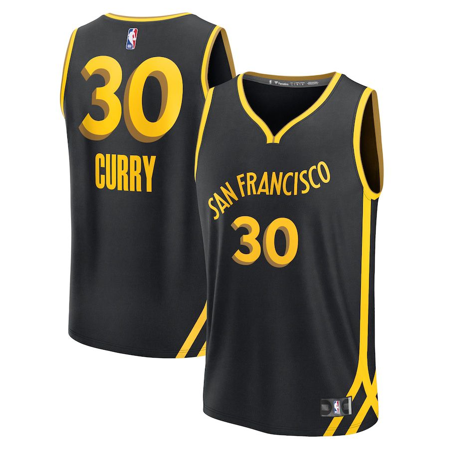 Men Golden State Warriors 30 Stephen Curry Fanatics Branded Black City Edition 2023-24 Fast Break NBA Jersey
